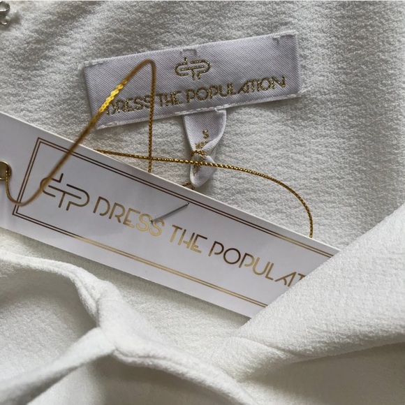 Dress the Population Rory White Midi Dress Sleeveless Fringe Sz Small - Picture 3 of 16